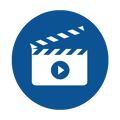 Clapperboard icon blue